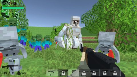 Online igra Mine Shooter - obrani svoj Minecraft svet je brezplačna prvoosebna streljačina